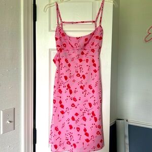 pink and red mini dress